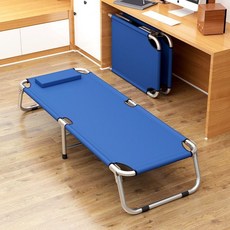 貓嶼 折疊床單人床，家用辦公室午休簡易木闆床，便攜陪護出租屋鐵床, 加固升級【圓管】60cm寬藍條---明星