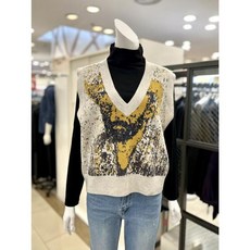 SOGO 트리아나 여성 오버핏 브이넥 프린트 울 혼방 니트 베스트 AI3VA03