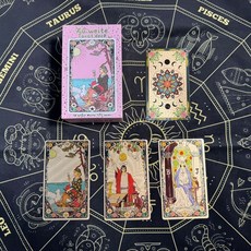 正品臺灣24K彩箔塔羅牌彩印卡遊桌遊卡牌遊戲, 臺灣24K彩箔曼陀羅花粉色