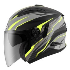 ZEUS 613B AJ33安全帽：可拆洗內襯、九合一帽型、抗UV400、氣流導流、3/4罩、眼鏡溝設計，舒適安全兼具, 消光黑/螢光黃