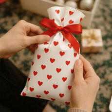 잇츠K 리본 구디백 비닐 선물봉투 / 어린이집 답례 간식 포장, 50개, 하트