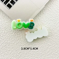 50개 큐트 러브레터 플랫백 레진 카보숑 휴대폰 케이스 장식 DIY 스크랩북 헤어보우 센터 액세서리, 03 green