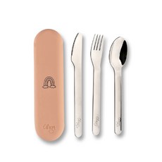 杜拜 Citron 兒童餐具三件組, 1個, 兒童(含收納袋)-浪漫粉