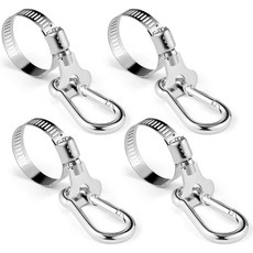 카라비너 클램프가 장착된 Voka 깃대 링 4PCS 스테인리스 스틸 클립 브래킷 정원 보트 요트 트럭 ATV 외부 주택용 직경 0752인치 조절 가능