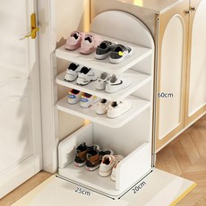臺灣爆品-兒童鞋架多層家用門口寶寶自主收納防塵鞋櫃實木省空間收納置物架, 草蔥白四層-分層有致, 1個