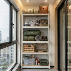 조립식앵글 창고 베란다 경랑 렉 5단 무볼트 철제선반 1800x900x400, 1개, 화이트