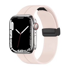 Apple Watch 簡易磁吸矽膠錶帶 防水折疊扣, 黑色, 1個
