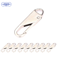 S자형 단방향 셀프 수선 클립 지퍼 고리 아삭스퀘어, 실버, 10개