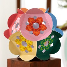 민화 전통 오각등 단청 무늬 DIY 전통등 무드등 만들기 세트 유아 초등 미술 재료 호롱등 문양, 단청무늬오각등(LED등 포함)