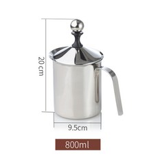 不鏽鋼手動打奶泡器 卡布奇諾 日式雙層鮮奶起泡器 奶昔 咖啡用具, 打奶器800cc