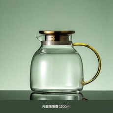 大容量錘紋玻璃冷水壺, 光面墩墩壺1500ml 把手加粗 可裝100°開水, 1套, 1500L