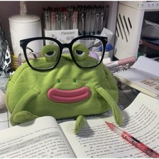 행운펜 증정 피곤눈 개구리 인형 필통 귀여운 필통 펜케이스 필기구 파우치 새학기 우정템 초등학생 중학생 조카 생일 선물, 1개