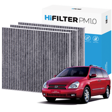 2+1 하이필터 PM 0.3 활성탄 자동차 에어컨 필터 기아, 3개, 그랜드 카니발 (2세대/VQ) HI-I109