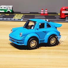 聲光可開門Q版復古合金車 - 警車 金龜車 雙層巴士 復古老爺車 mini cooper模型車 小車, 跑車-藍(聲光雙開門, 1個