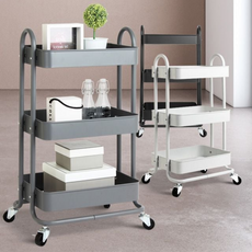 아기 트롤리 3단 선반 기저귀 정리 신생아 용품 이동식 수납함 보관 바구니, 그레이, 1개