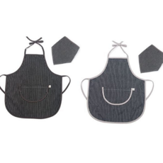 어린이 앞치마 요리 두건 세트 어린이 앞치마 세트 미술 초등 스트라이프 데님, 02.네이비