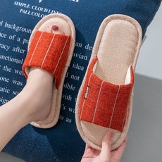 DFMEI 亞麻拖鞋女春秋四季室內棉麻家用踩屎感居家居防滑夏季男情侶, super紅色【清】:36-37(適合35-36), 1個