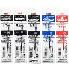 유니 제트스트림 3색 4색 멀티펜 0.7mm 리필 SXR-80-07 혼합, 혼합5개(흑3청1적1녹0)