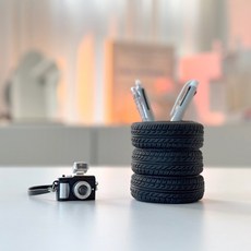 카센터필통 정비소연필꽂이 타이어모양정리함, 블랙1P