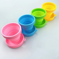 투니스 아웃도어 휴대용 실리콘 접이식 컵 4개입, 170ML, 블루 + 그린 + 옐로 + 핑크