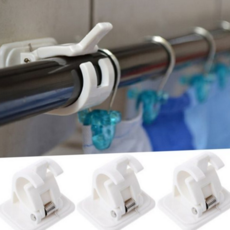 커튼 브라켓 접착식 무타공 플라스틱 커튼 봉 거치대 화이트 다용도 홀더 옷걸이 세트 욕실 후크 2개 간편, 2개세트 BL09419