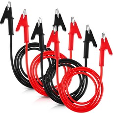 던지 4개 14개 게이지 점퍼 와이어 악어 클립과 클립 전기 테스트 세트 테스트용 실리콘 유연 케이블3.3피트, 3.3 Ft, 4