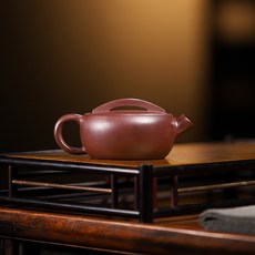 清倉原礦清水泥手工大口漢瓦壺紅兔家用紫砂茶壺宜興紫砂壺茶具, 1個, 大口漢瓦壺140毫升/紫朱泥