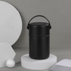 ANKRIC 스텐 보온 죽통 푸드자 850ml/1050ml + 숟가락 세트, 850ml, 블랙, 1개