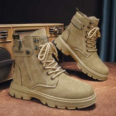 JUSTFEELING 남자 신발 워커 빅사이즈 245-270 발편한 하이탑 남성워커부츠 옆지퍼 등산화 아웃도어 작업화 하이탑 남성 워커화