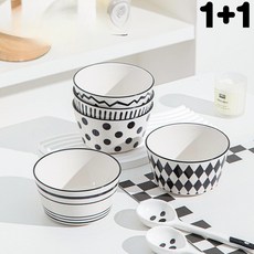 도자기 그릇세트 예쁜 2인용 식기세트 가정용 집들이선물 밥그릇 국그릇, 1개, 동일 구성, 물방울무늬 그릇 1개