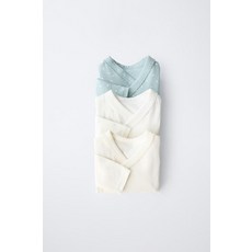 ZARA 자라 부드러운 로브넥 스타 바디수트 3장 세트 - 워터 그린 ECG008 TXP691