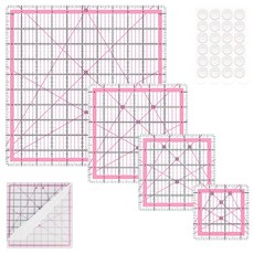 퀼팅 자 4개의 정사각형 템플릿(3.5인치 5인치 6.5인치 10.5인치) 자 재봉용, Pink