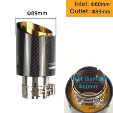 SUMSOO 골든 스테인레스 스틸 배기 머플러 엔드 파이프 범용 탄소 콜라 탈출 1 개, 03 IN 60- OUT 89mm