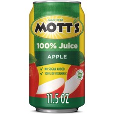 모츠 사과 주스 싱글 서브 11.5 온스 캔 (24개 팩), 24캔, 340ml