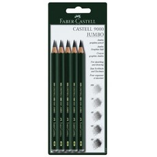德國輝柏 Faber-Castell 119397 JUMBO 頂級 9000 粗芯 素描鉛筆 製圖鉛筆 5支入, 1個