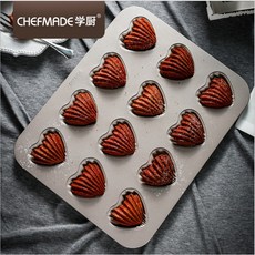 (烘焙廚房)Chefmade學廚WK9422 心型12杯瑪德蓮模愛心模瑪德蓮貝殼模馬德琳蛋糕模具烤盤wk9422, 1個
