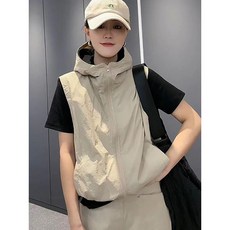 寬鬆連帽防曬背心外套