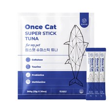 원스캣 슈퍼스틱 고양이 츄르 알러지 알레르기 헤어볼 피부 습식 파우치 간식, 30개, 12g, 참치