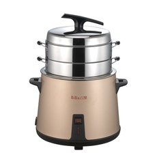 BiBa.百變 多層不鏽鋼蒸籠 節能省電 快速蒸煮多樣料理, 金色, 蒸汽電煮鍋