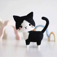 DIY毛線鉤針編織小貓材料包, 1個, 黑色燕尾貓非成品送全套工具教程