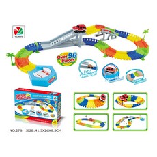 XY外貿恐龍電動軌道車DIY多變拚裝拚插塑電動LED夜光兒童軌道過山車, 278電動軌道車, 1個