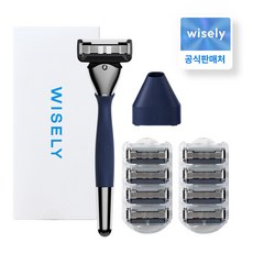 와이즐리 5중날 PRO 면도기 세트 면도기 + 면도날 9P, 1개, PRO 스타터세트 1P + 리필면도날 8P (네이비)