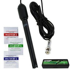 BNC 커넥터가 있는 pH 전극 프로브 300cm 케이블 0-14 pH 범위 - 물용 pH 프로브 pH 측정기 컨트롤러 수질 테스트 도구용 긴 바디 교체 전극 센서, pH 전극 프로브 BNC 커넥터 포함 300cm 케이블