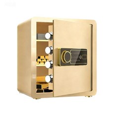 SorJar 가정용 소형 금고 45/60cm 지문 비밀번호 사무실 벽면 금고 스틸 도난 방지 경보 금고, 45cm골드