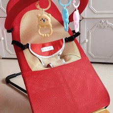 흔들의자 접이식 흔들침대 흔들요람 신생아흔들침대, 음악형+레드 더블 메쉬+사계절 포함