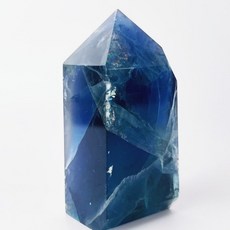 藍色螢石柱 帶彩虹光 礦石擺件, 1個, 藍色
