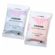 휴대용 간이 변기 일회용 응급용 캠핑용 차량용 간이 변기 700ml 여행용 소변통 패드, 복숭아 핑크 3매입