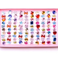 女孩童閃亮寶石玩具戒指100件組