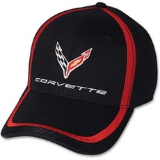 C8 코르벳 차세대 빨간 줄무늬 포인트 모자 검정색