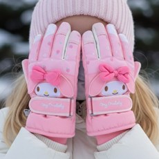 산리오 마이멜로디 아동스키장갑 어린이 초등 키즈 방한 눈썰매 스노우보드 생활방수 겨울 패딩 두꺼운 따뜻한 겨울용 손가락 장갑 크리스마스선물